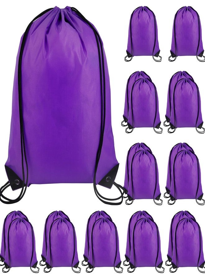 Enjamyo 20 Pack Drawstring Backpack Bulk, Drawstring Bags Bulk, Polyester Draw String Bags, Sports Cinch Bag for Gym, Travel, Party, Trip, Cinch Sack DIY for Women Men(Purple) - Image 1
